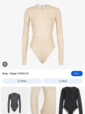 Fendi Beige Long-Sleeve FF Jacquard Bodysuit Sweater nude